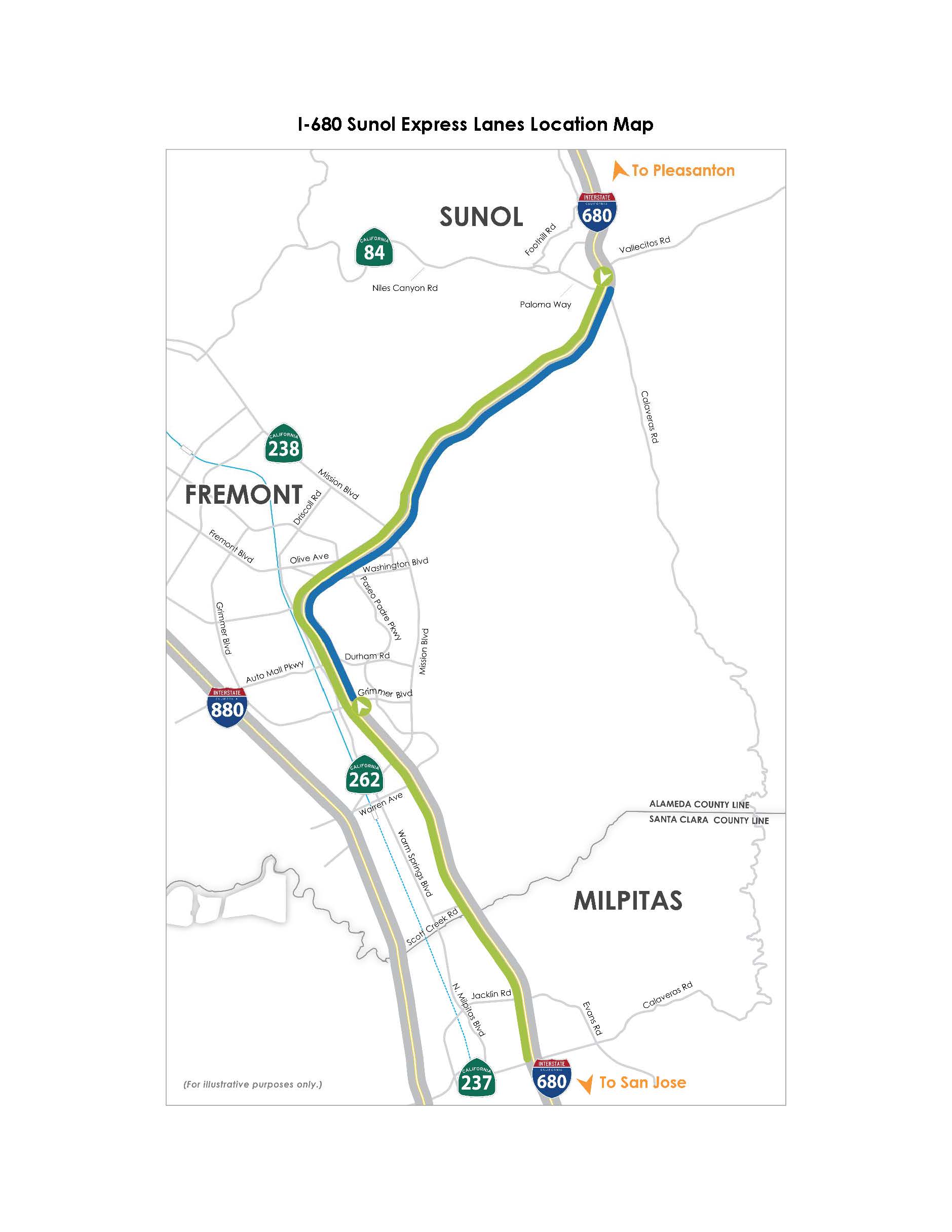 I-680 Sunol Location Map