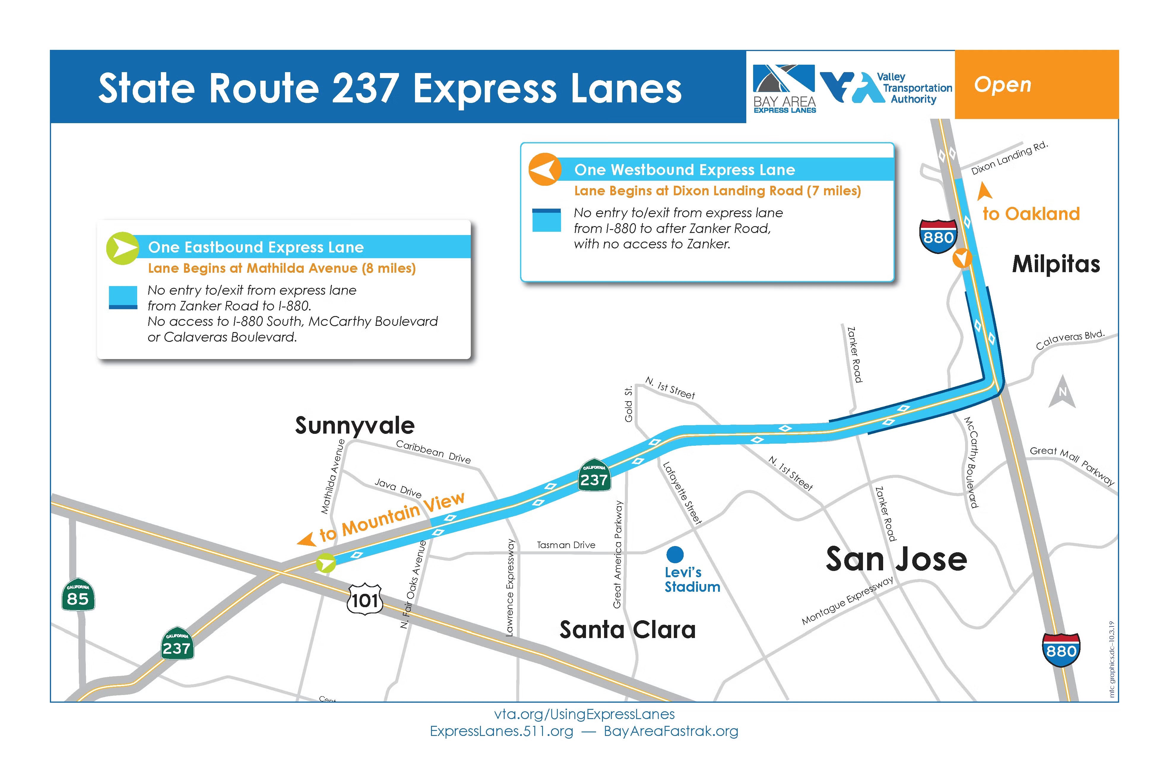 Map of SR 237 Express Lanes