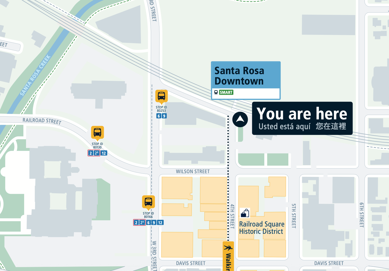 Santa Rosa Downtown SMART station nearby stops