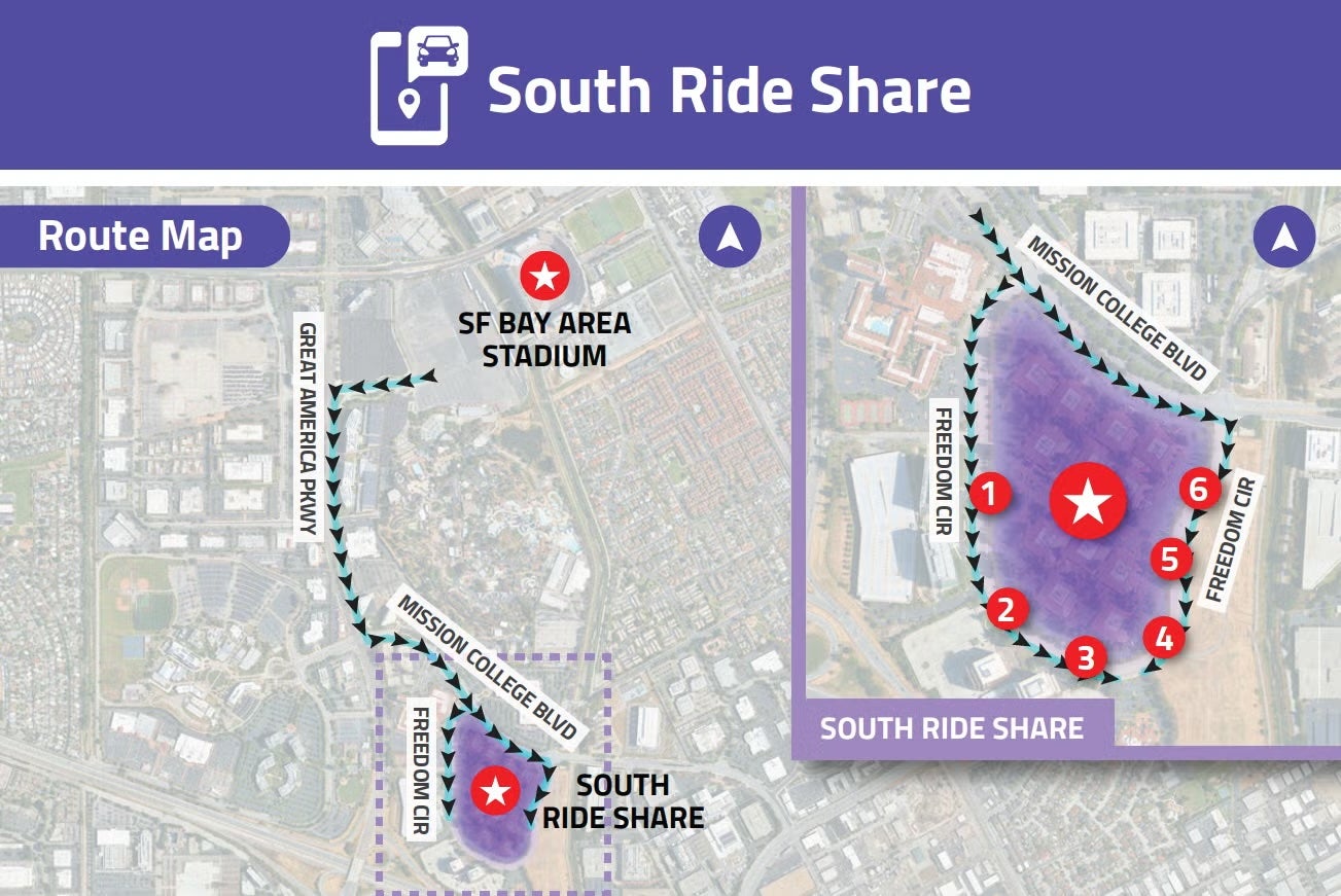 map of the directions to the south ride share lot