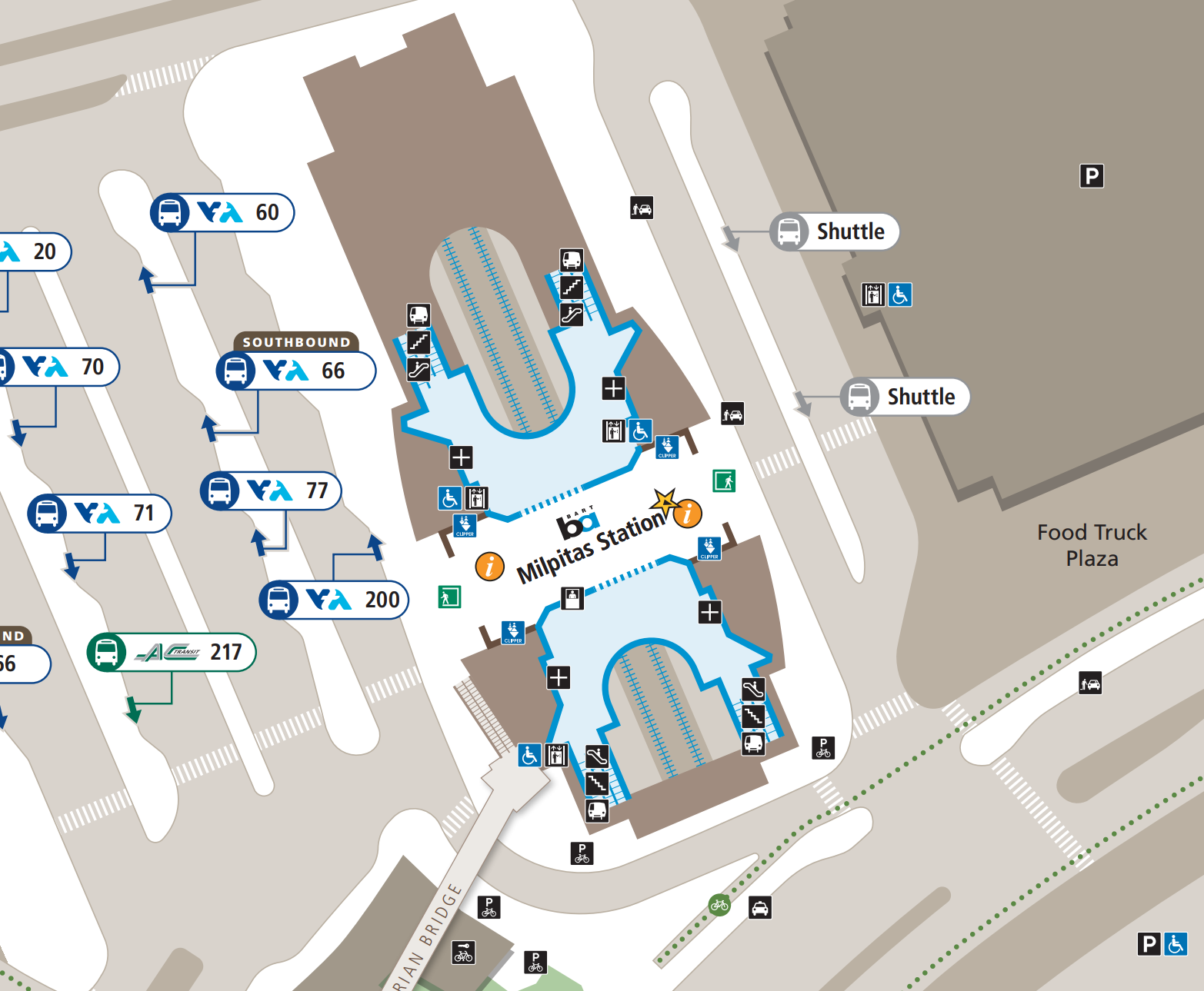 Picture of the station map for Milpitas BART station
