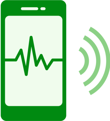Cellular phone with radio waves icon