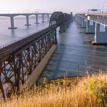 An eye-level view of the Benicia Martinez Bridge