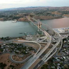 An aerial view of the Carquinez Bridge