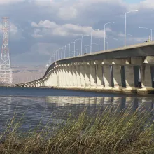 An eye-level view of Dumbarton Bridge