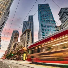 Bus driving by in San Francisco.