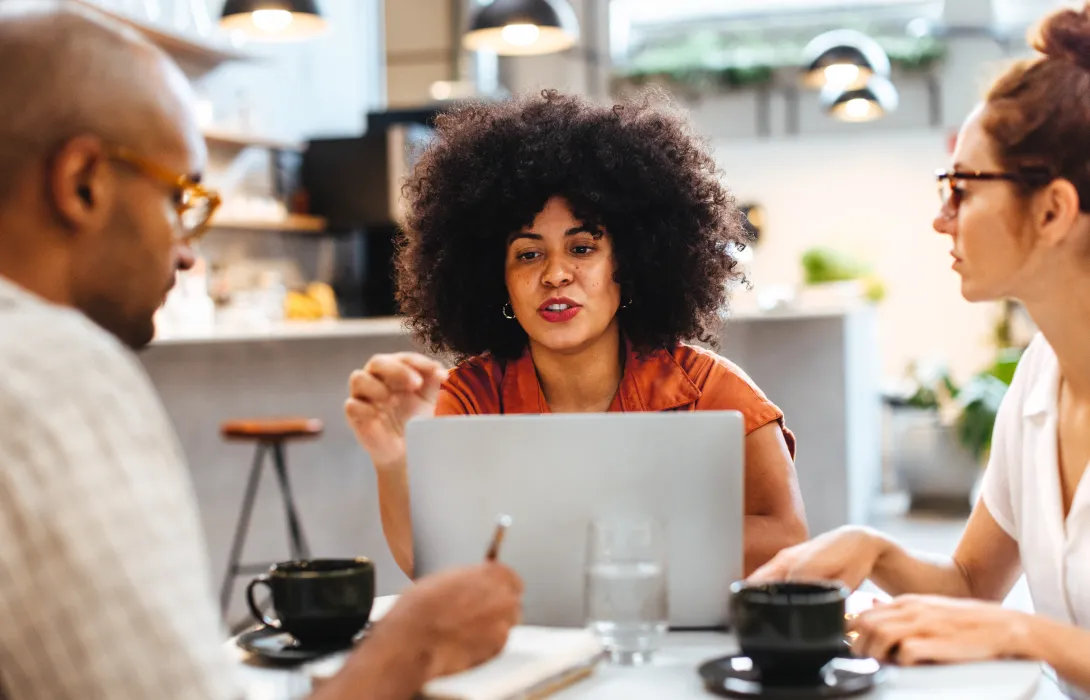 People working on a table