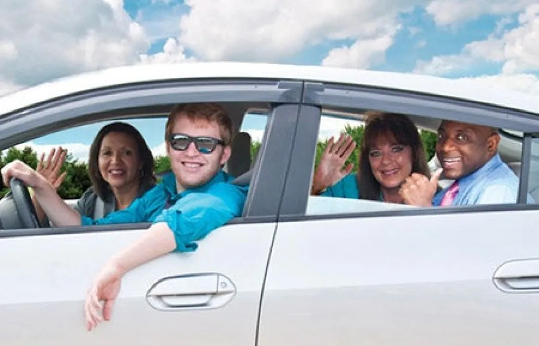A group of people in a carpool
