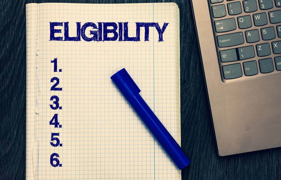 A picture of a paper with an eligibility checklist